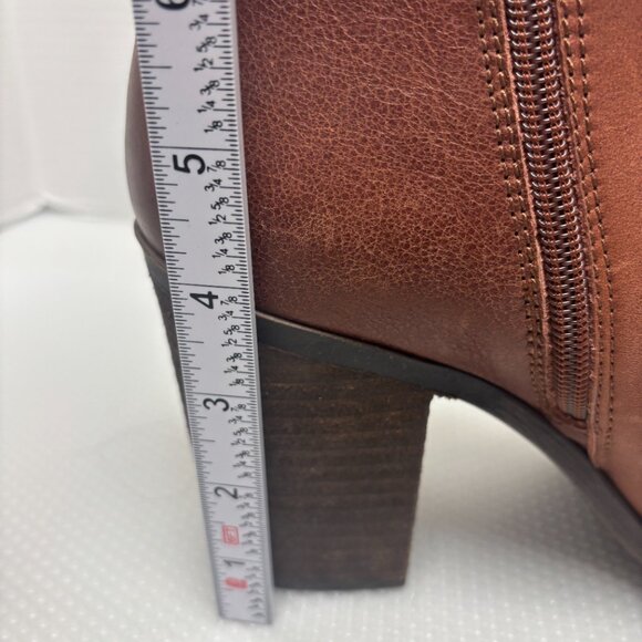 NWOT: Lucky Brand Heeled Brown Leather Booties Boots Women's Size 11 - 2128 - Picture 4 of 10